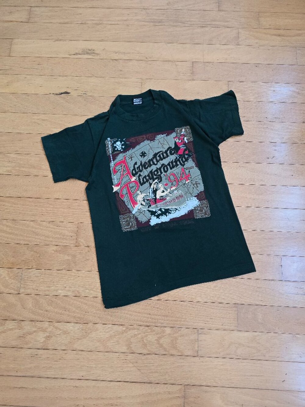 Vintage 90s Hunter Green Single Stitch Made in USA Graphic Shirt Mens M